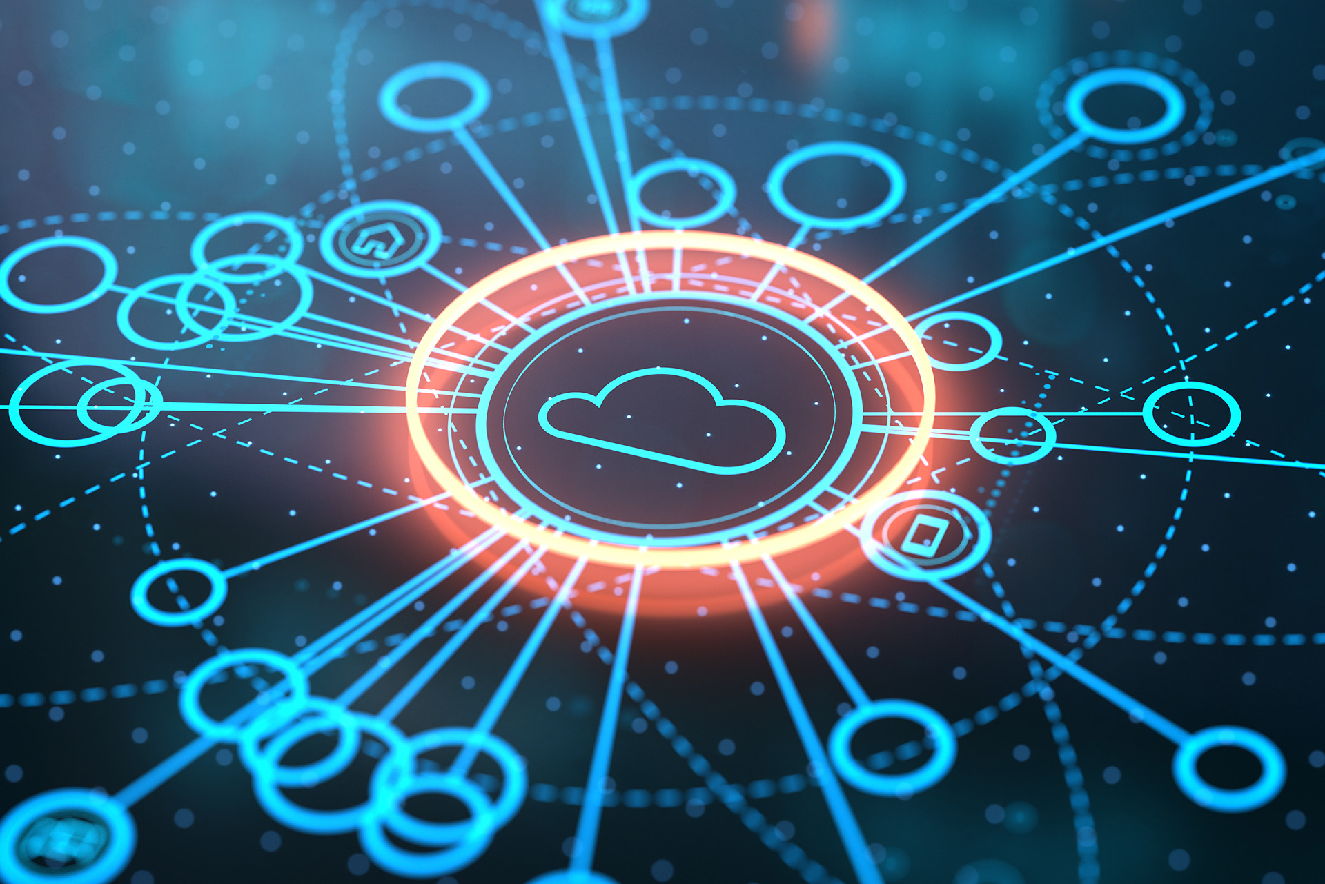 
                An abstract representation of a cloud computer network
              