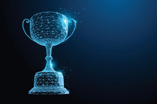 
                      an image of a trophy rendered in blue polygons to suggest technology
                    